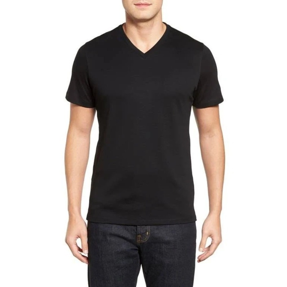 Robert Barakett 100% Pima Cotton Georgia V Neck  Men's T-shirt Black L